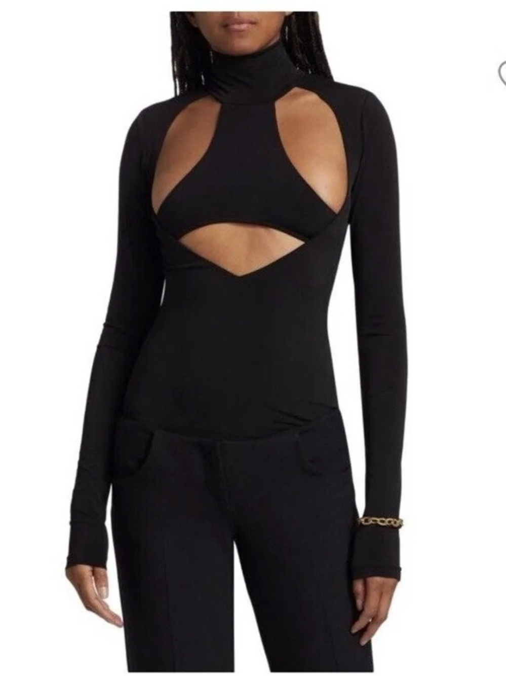 Laquan Smith Cut-Out Turtleneck Top